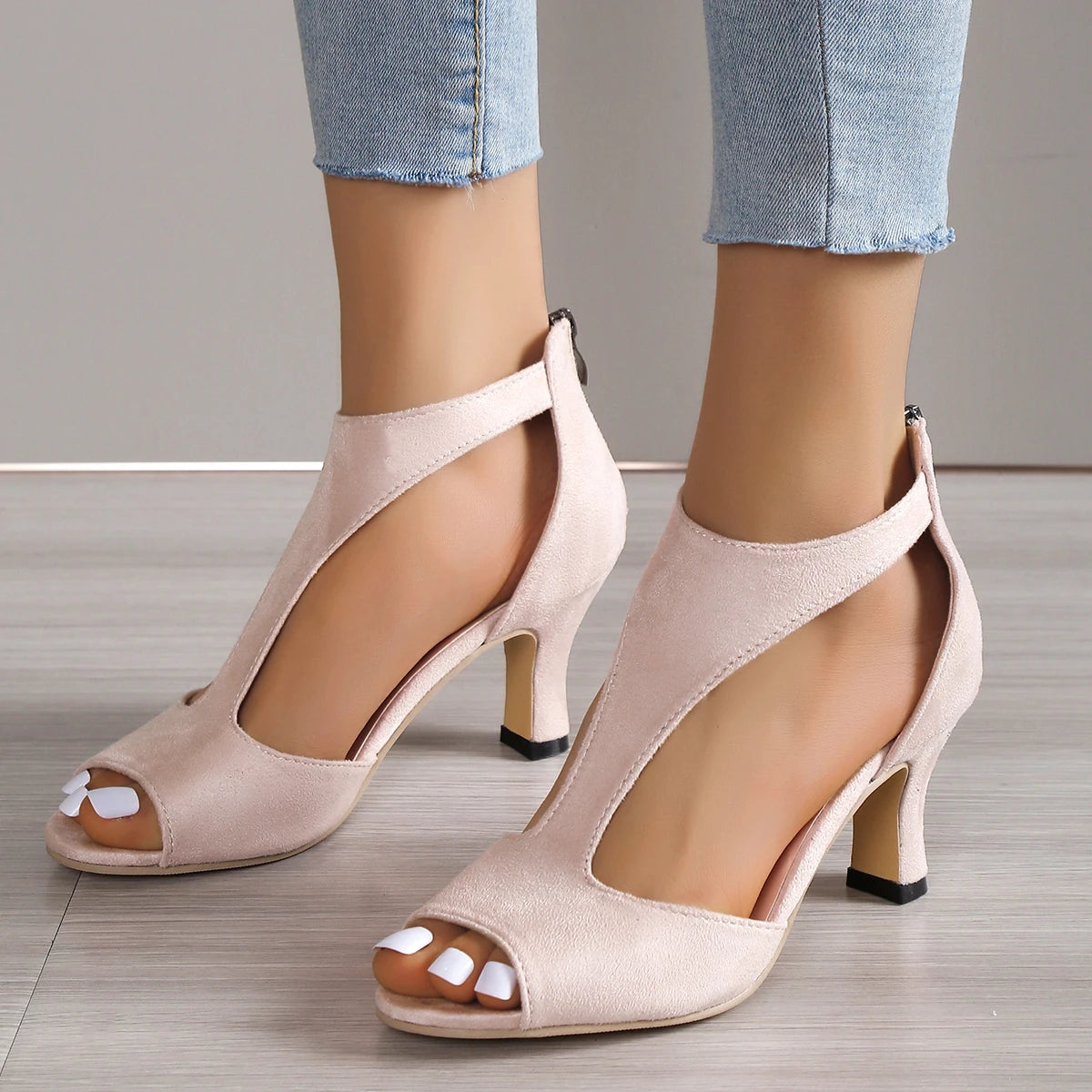 Suede Low Profile Heels