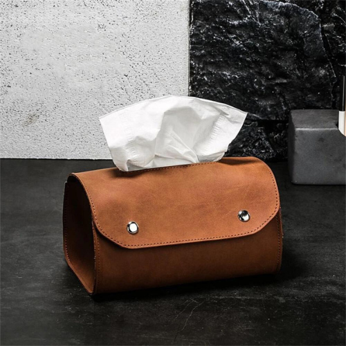 Refined Leather Tissue Box